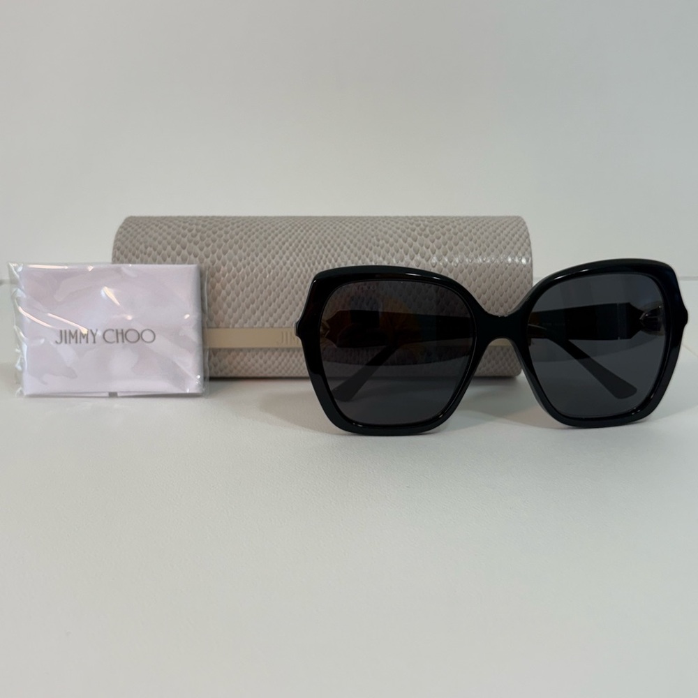 Jimmy Choo Manon Shiny Black Sunglasses Women’s - Picture 7 of 13